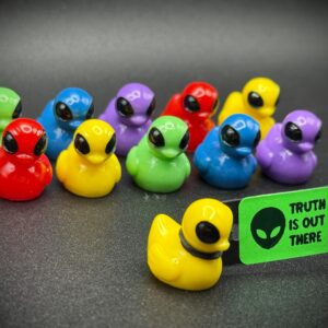 Mini Alien Duck – Bright Bold Colors, 0.75” Tall – Optional Magnet or Suction Cup Base – Custom Tags – Space Duck Gift Festival Cruise Jeep