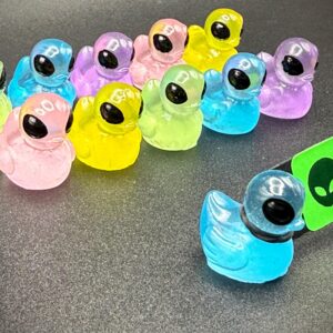 Mini Alien Duck – Glow in the Dark Colors, 0.75 – Optional Magnet or Suction Cup Base – Custom Tags – Space Duck Gift Festival Cruise Jeep