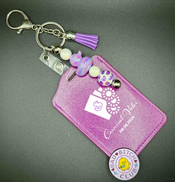 Lucky Duck Keychain w/ Card Holder | Personalize, Choose Colors, Optional Bad Bitch Duck Pin - Cruise, Work, Jeep, Party Favor, Gift | Badge - Image 2