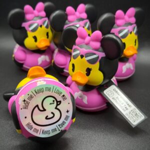 LIMITED EDITION Summer Disney Ducks – 3” Luau Minnie Mouse – Hawaiian Cruise Ducks with Sunglasses – Custom Tags - Party Favors - Jeep