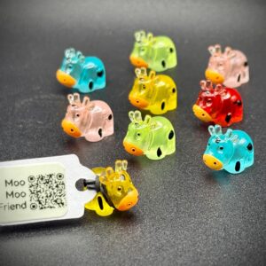 Mini Glow-in-the-Dark Colorful Cows – Moo Moo Subaru – Custom Tags, Magnet or Suction Cup Base – Hide & Seek Fun! Subie! Cruise Duck Alt