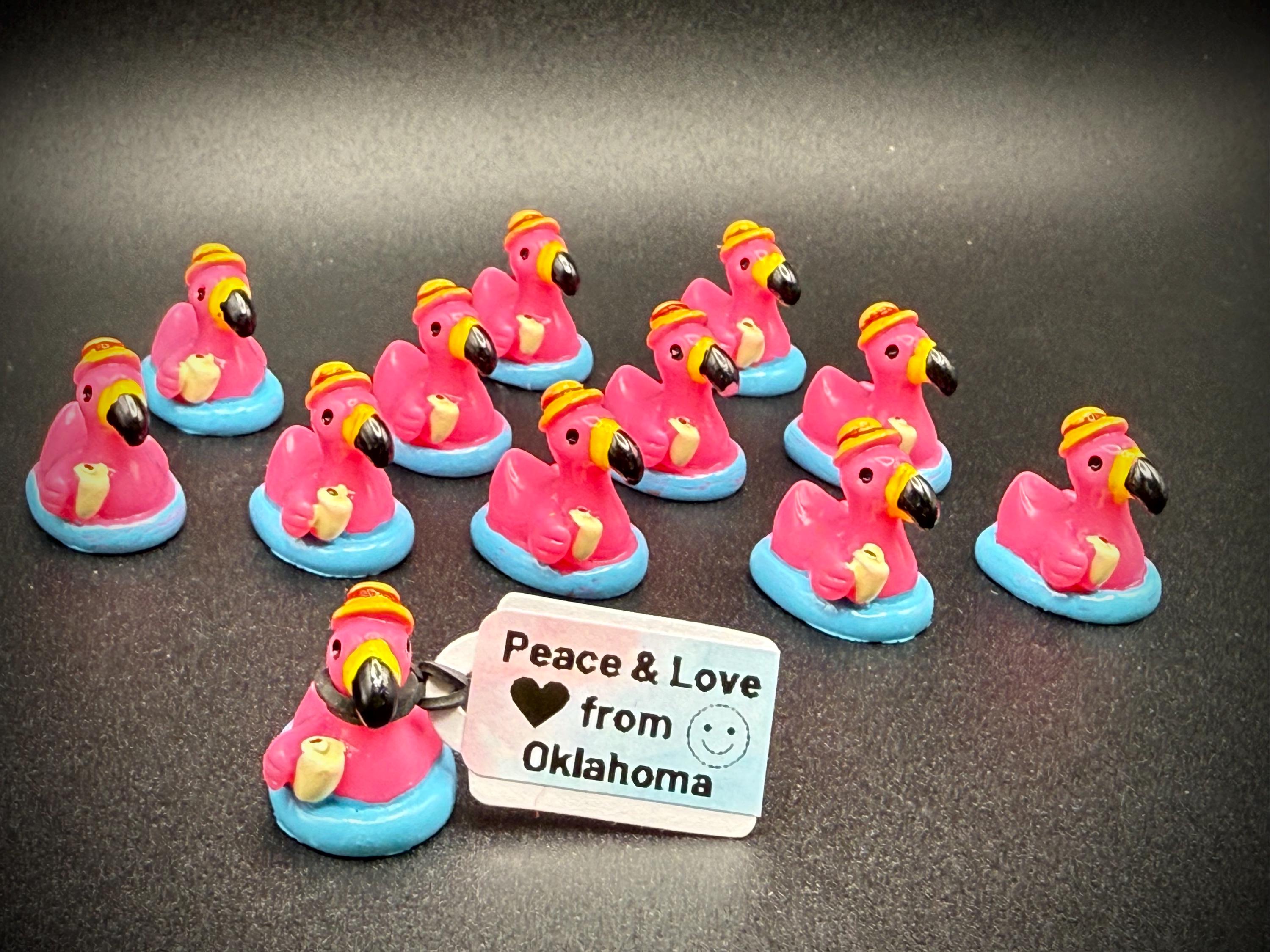 Mini Flamingo Ducks on Float for Summer, with Drink & Hat – Neon Party Favors, Custom Tag, Magnet or Suction Cup – Cruise, Pool, Jeep, Beach