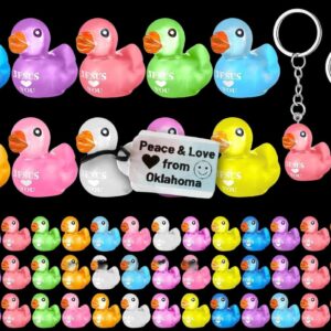 Mini Glow-in-the-Dark “Jesus Loves You” Duck Keychain – Bright Colors – Religious Favor, Christian Stocking Stuffer, Cruise, Sunday School