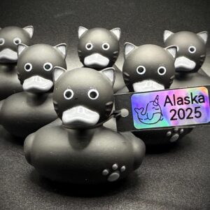 Mini 2” Black Cat Duck – Adorable Rubber Duck with Whiskers & Paw Print, Custom Tag, Optional Magnet or Suction Cup Base Jeep, Cruise, Party