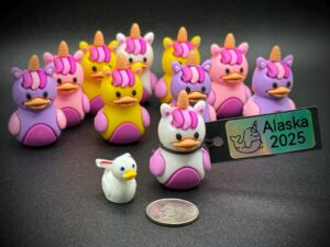 Mini Unicorn Ducks – Majestic Pink, Purple, Yellow & White | 1-1.5” Tall | Custom Tag, Optional Magnet or Suction Cup Base Cruise Jeep Party