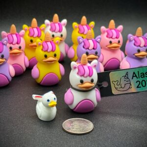 Mini Unicorn Ducks – Majestic Pink, Purple, Yellow & White | 1-1.5” Tall | Custom Tag, Optional Magnet or Suction Cup Base Cruise Jeep Party