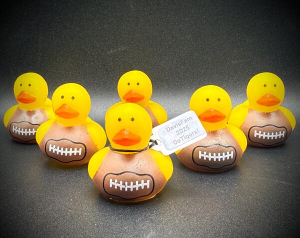 Mini Football Ducks – 1.5” Yellow Rubber Duck with Football Body – Custom Tag & Optional Magnet or Suction Cup - Image 5