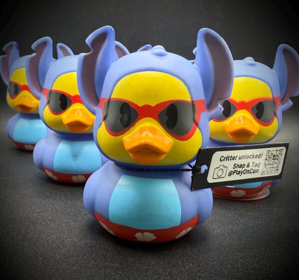 LIMITED EDITION Summer Disney Ducks – 3” Luau Stitch – Hawaiian Cruise Ducks with Sunglasses – Custom Tags - Party Favors - Image 2