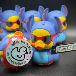 LIMITED EDITION Summer Disney Ducks – 3” Luau Stitch – Hawaiian Cruise Ducks with Sunglasses – Custom Tags - Party Favors