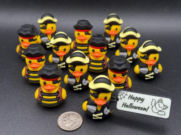 Mini Pirate Ducks – Halloween Rubber Ducks | Custom Tags (Glow in the Dark), Magnet or Suction Cup Base | Cute Pirate Party, Trick-or-Treat - Image 2