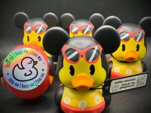 LIMITED EDITION Summer Disney Ducks – 3” Luau Mickey Mouse – Hawaiian Cruise Ducks with Sunglasses – Custom Tags - Party Favors - Jeep