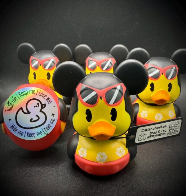 LIMITED EDITION Summer Disney Ducks – 3” Luau Mickey Mouse – Hawaiian Cruise Ducks with Sunglasses – Custom Tags - Party Favors - Jeep