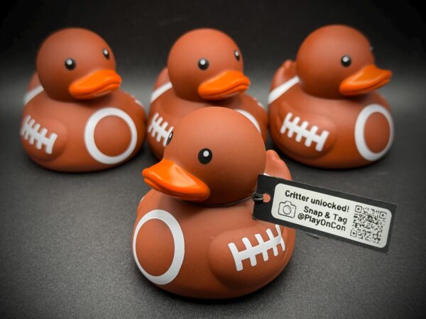 LIMITED EDITION 2.25” Football Ducks – Custom Tags & Optional Magnet or Suction Cup Base - Tailgating, Party Favors, Stadium Treats