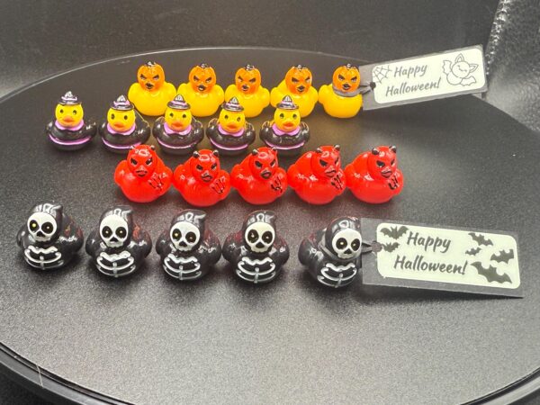 Mini Halloween Ducks – Skeleton, Devil, Witch & Pumpkin | High Quality Rubber Ducks with Custom Tags, Optional Magnet or Suction Cup Base - Image 2