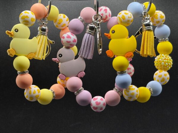 Limited Edition Duck Bracelets – Pastel Blue, Purple & Yellow – Silicone Beads, Dazzling Gem Accent – Cute Cruise Gift, Cruise Essential
