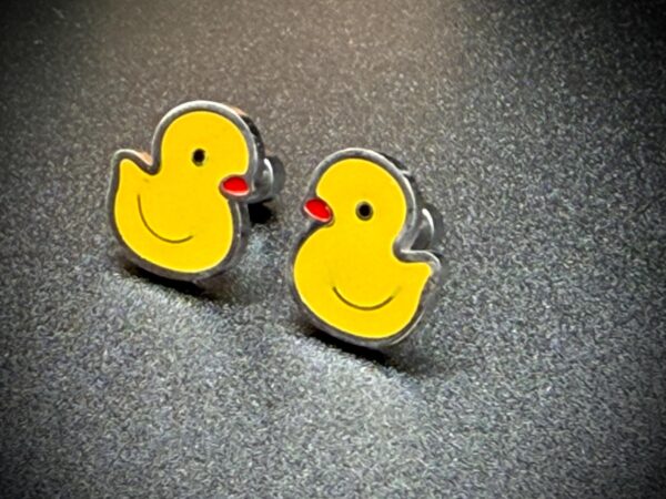 Tiny Duck Earrings – Cute Little Silver Studs - Image 2