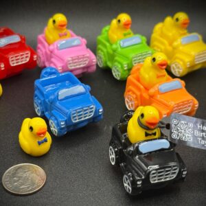 Mini Jeep Ducks – Bright Color Mini Jeeps with Matching Ducks | Black, Orange, Pink, Red, Yellow, Green & Blue | Custom Tag, Optional Magnet
