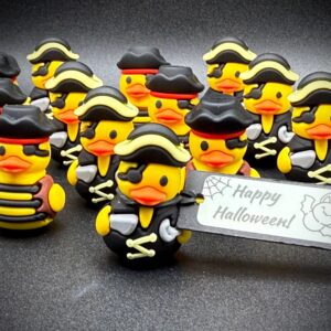 Mini Pirate Ducks – Halloween Rubber Ducks | Custom Tags (Glow in the Dark), Magnet or Suction Cup Base | Cute Pirate Party, Trick-or-Treat