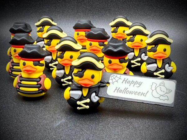 Mini Pirate Ducks – Halloween Rubber Ducks | Custom Tags (Glow in the Dark), Magnet or Suction Cup Base | Cute Pirate Party, Trick-or-Treat