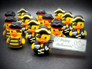 Mini Pirate Ducks – Halloween Rubber Ducks | Custom Tags (Glow in the Dark), Magnet or Suction Cup Base | Cute Pirate Party, Trick-or-Treat