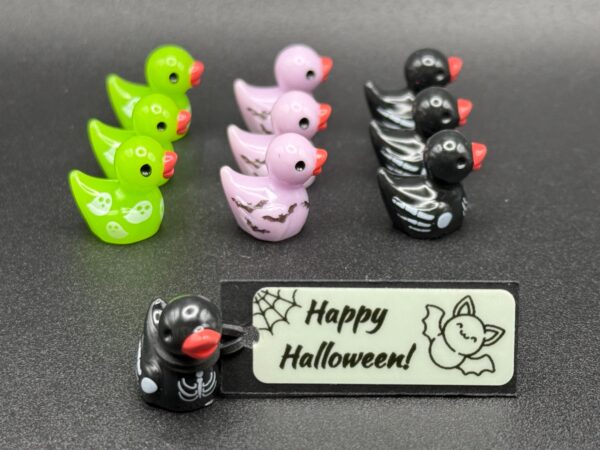 Mini Halloween Ducks – Ghost Ducks, Bat Ducks & Skeleton Ducks – Custom Tags (glow in the dark), Optional Magnet or Suction Cup - Image 3