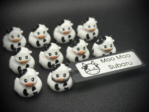 Mini Moo Moo Subaru Cow – Adorable High Quality Mini Cow with Custom Tags & Optional Magnet or Suction Cup Base – Tiny Cow Collectible