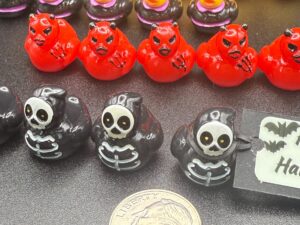 Mini Halloween Ducks – Skeleton, Devil, Witch & Pumpkin | High Quality Rubber Ducks with Custom Tags, Optional Magnet or Suction Cup Base