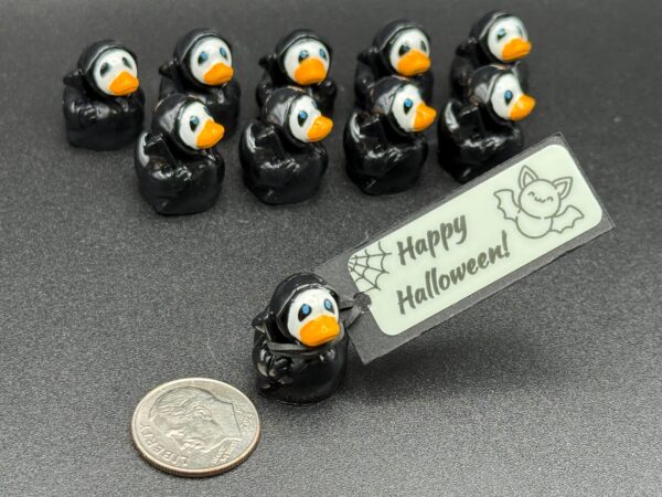 Mini Grim Reaper Ducks – Halloween Ducks  Custom Glow-in-the-Dark Tags & Optional Magnet or Suction Cup Base, Trick or Treat, Over the Hill - Image 3